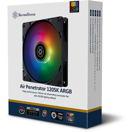Silverstone Air Penetrator 120sk ARGB Ventilateur de boîtier (noir, 120 x 120 x 25 mm, PWM)