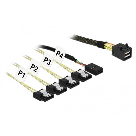 Delock mini SAS HD SFF-8643 > 4x adaptateur SATA 7 broches (noir, 1 mètre + bande latérale 1 m en métal)