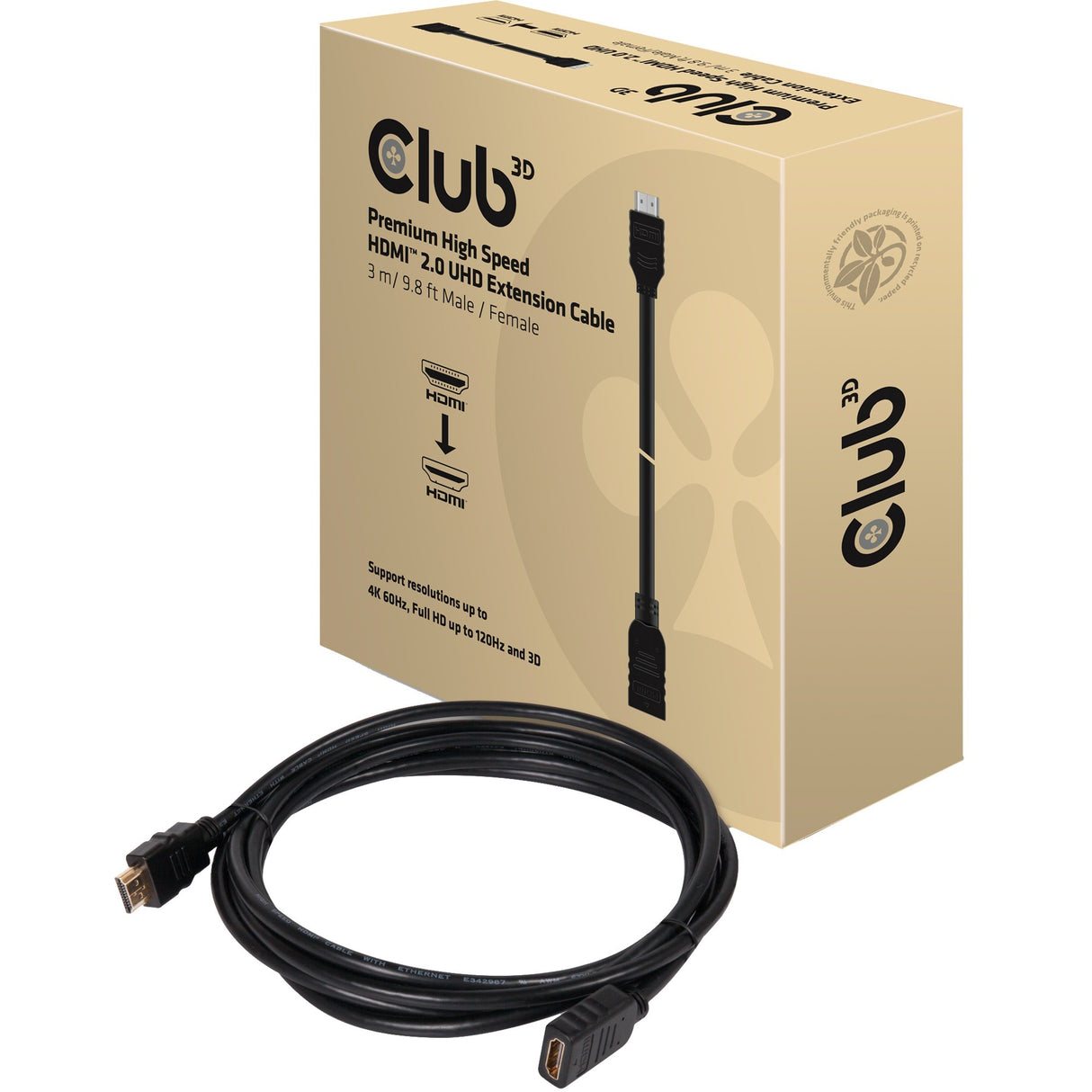Club 3D Club 3D Premium High Spee Speed ​​HDMI 2.0 Extension Câble d'extension