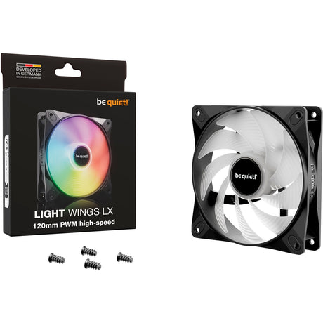 Soyez silencieux! Light Wings LX PWM Ventilateur de boîtier RVB haute vitesse (noir, 120 x 120 x 25 mm)