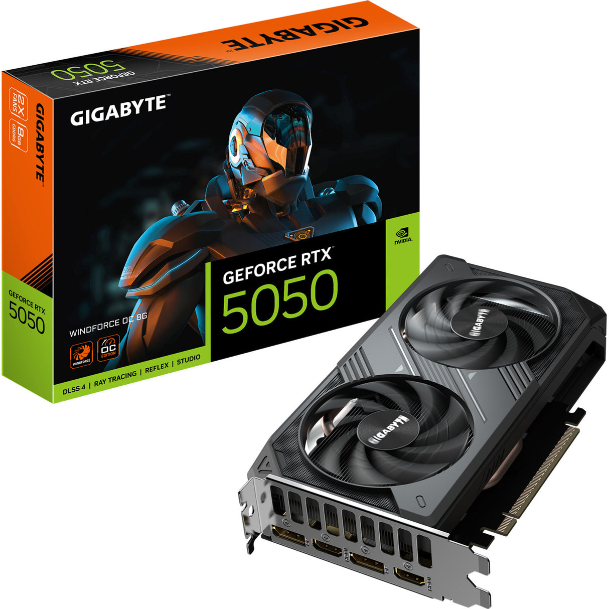 Carte graphique Gigabyte GeForce RTX 5050 Wind Force OC 8G (2x Display Port, 2x HDMI 2.1, DLSS 4)