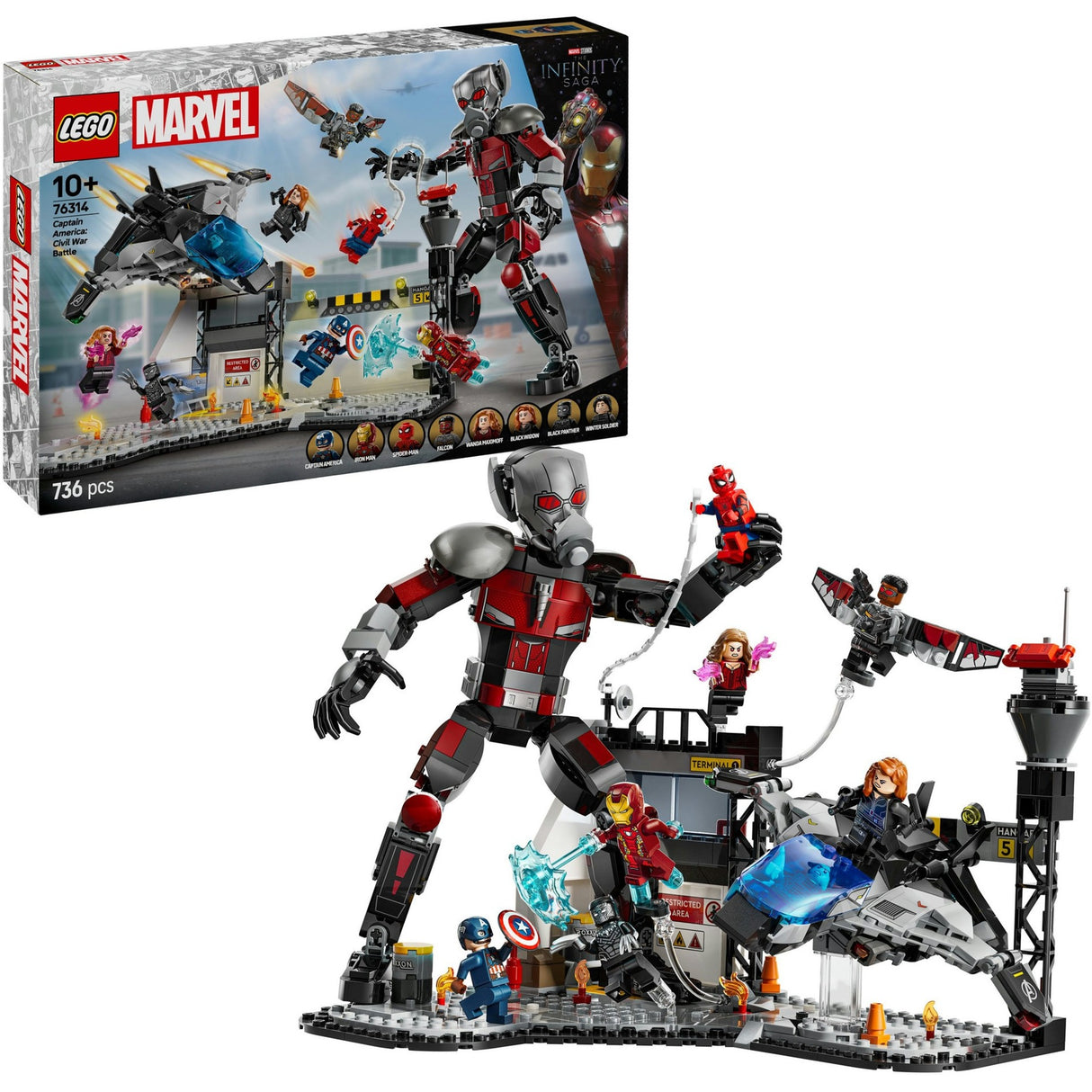 Lego super heros 76314 scène d'action de la guerre civile de Captain America