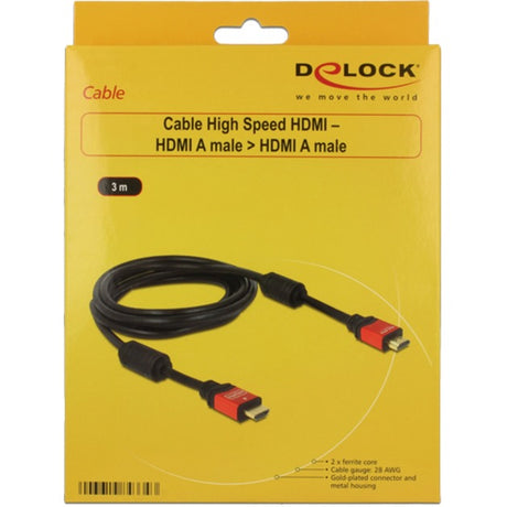 Delock câble HDMI haute vitesse – HDMI a mâle > HDMI a mâle (noir, 3 mètres)