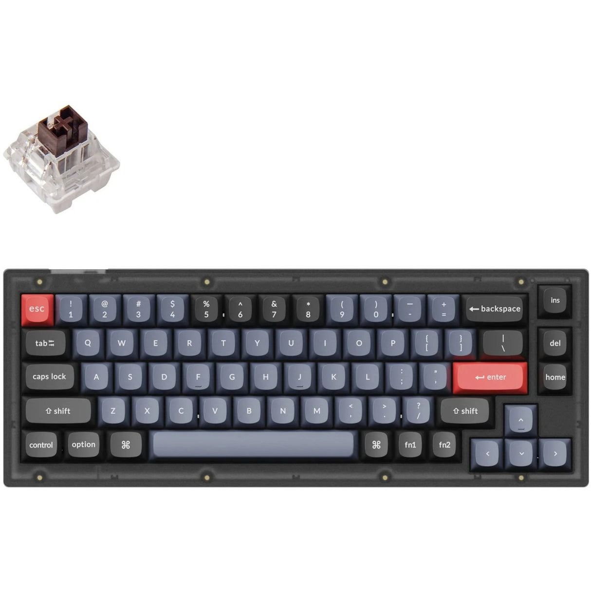 Clavier de jeu mécanique Keychron v2-a3 RVB (noir, disposition américaine (qwerty), k pro marron, 65 %, LED RVB, pbt double-shot, échange à chaud)