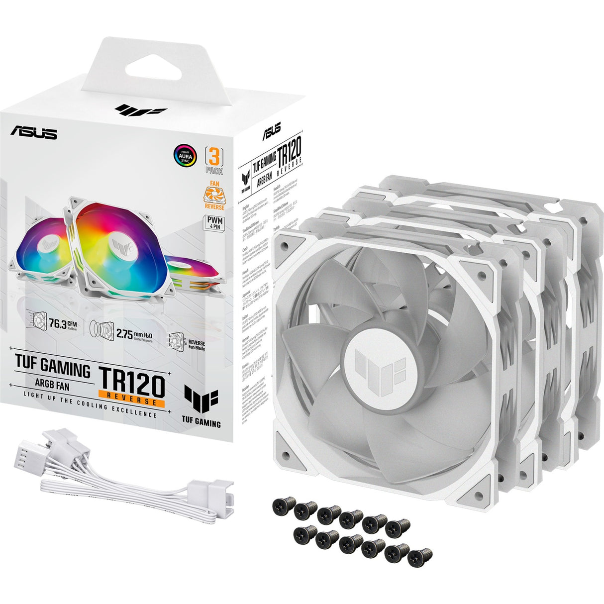 Pack de ventilateurs inversés Asus tuf gaming tr120 argb, 3 pièces