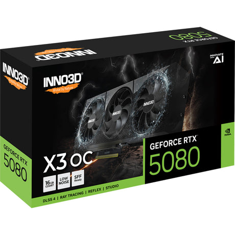 Inno3d n50803-16d7x-17603930 geforce rtx 5080 x3 oc, atx, 16 go, gddr7, 256 bits, 960 go s, pcie5, 360w
