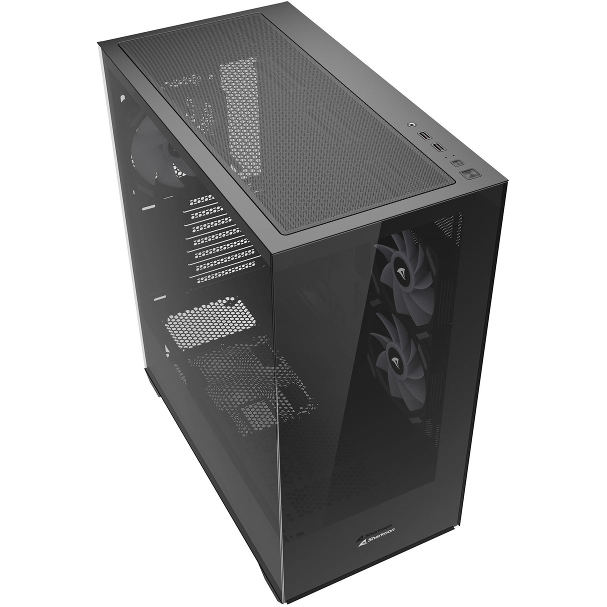 Boîtier tour midi Sharkoon sk6 argb (noir | 2x usb-a | rgb | verre trempé)
