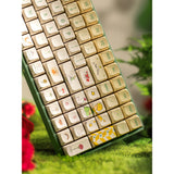 Clavier de jeu mécanique RVB Iqunix f97 floral date (vert, disposition américaine (qwerty), rouge gateron, 96 %, LED RVB, remplaçable à chaud, pbt, 2,4 GHz | Bluetooth 5.1 | USB-C)