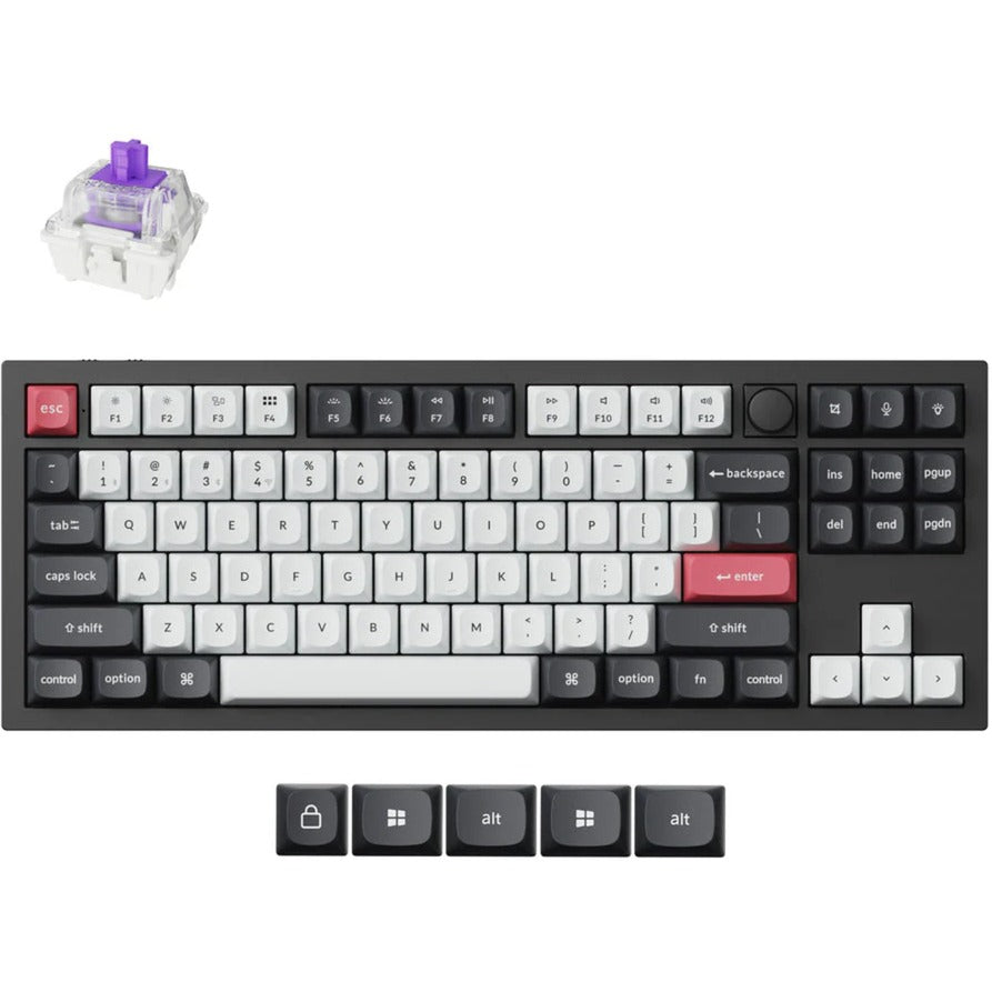 Clavier mécanique Keychron q3 he qmk-m1 rgb (noir, disposition américaine (qwerty), nébuleuse magnétique à double rail gateron, 80 % (tkl), LED rgb, osa double-shot pbt, échange à chaud, bouton, 2,4 GHz | bluetooth 5.1 | usb-c)