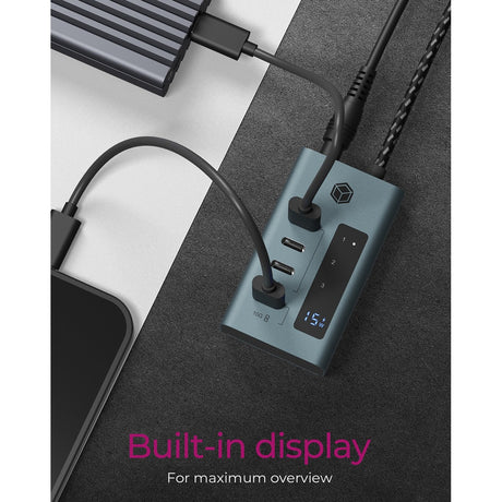 Icy box ib-hub1454-c31 hub USB (gris bleu-gris, 4x USB-C 3.2 (10 Gbit s))