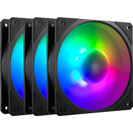 Cooler master mobius 120p argb 120x120x25 ventilateurs de boîtier (noir, 3 pièces, 120 x 120 x 25 mm, pwm)