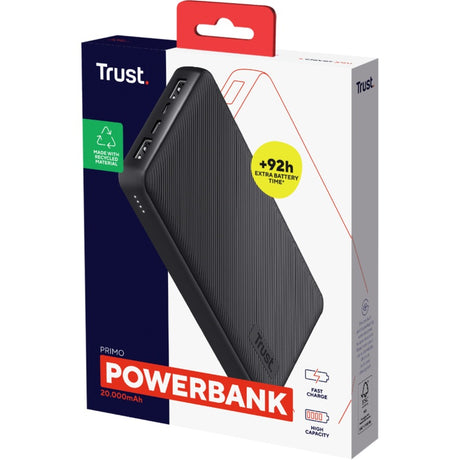 Banque d'alimentation écologique Trust Primo 20 000 mah (noir)