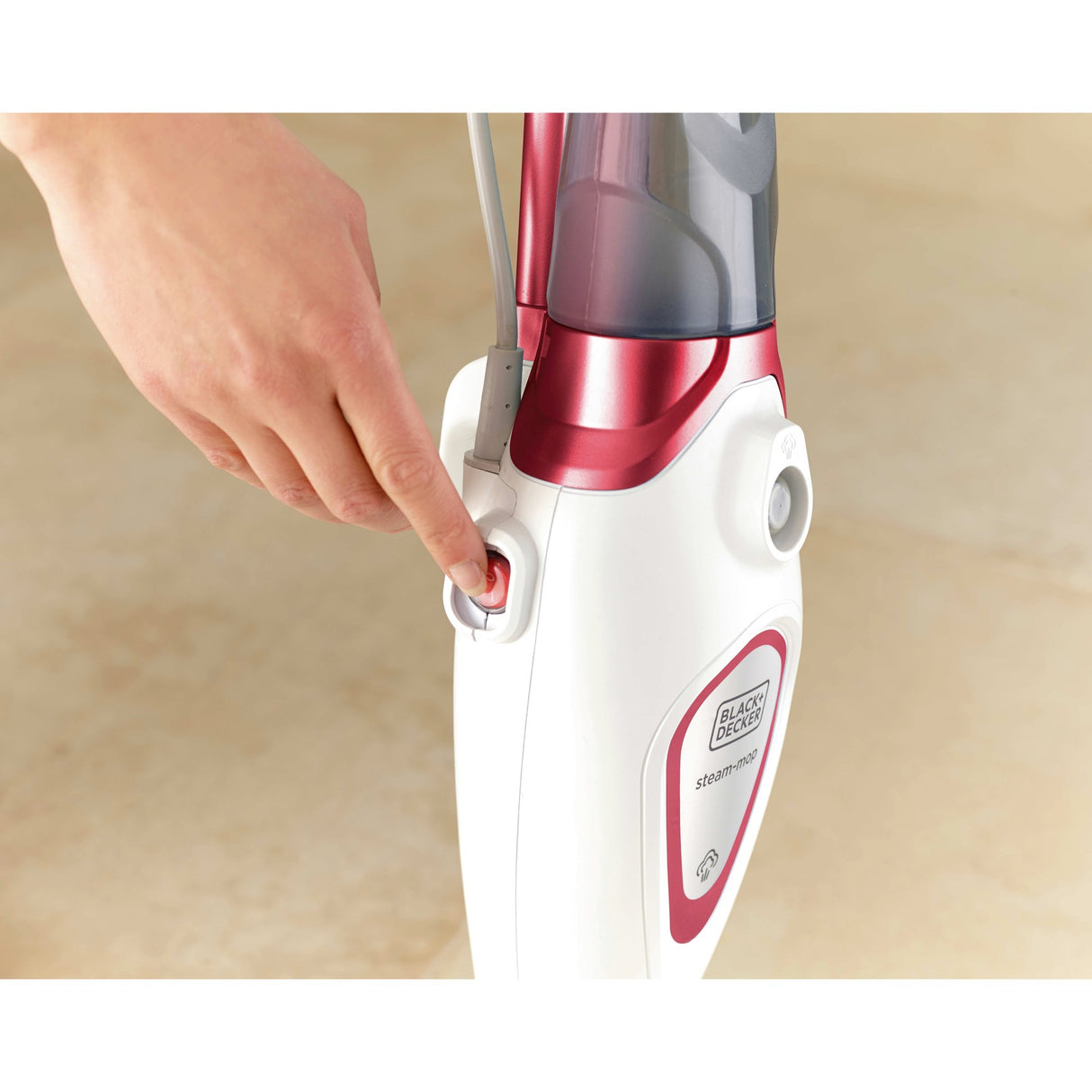 Balai vapeur Black+decker bds1616r 1600w avec 2 chiffons vapeur nettoyeur vapeur (blanc rouge)
