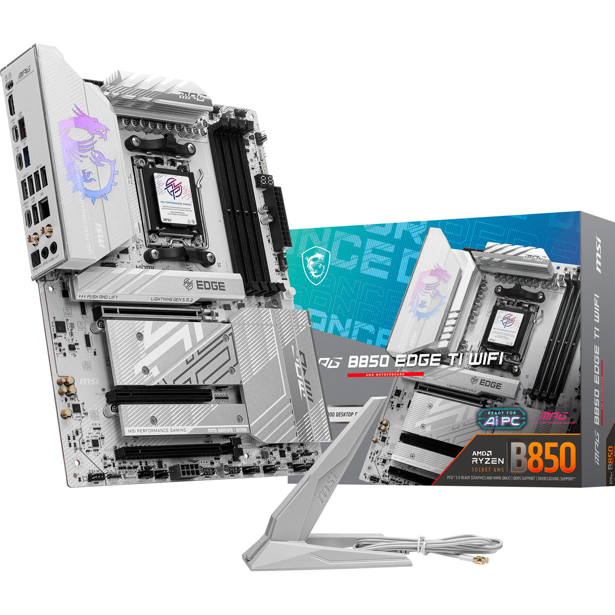 Carte mère MSI MPG B850 Edge Ti WiFi Socket AM5 (RAID, 5 Go-LAN, WiFi 7, BT, Son, ATX)