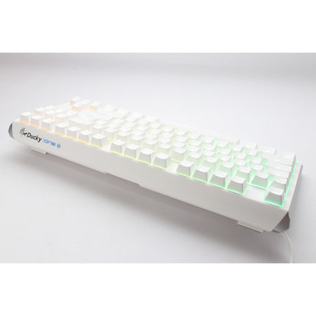 Ducky one 3 classic pure white tkl rgb mechanical keyboard (white, us layout (qwerty), cherry mx red, 80% (tkl), rgb leds, double-shot pbt, hot-swappable, quack mechanics)