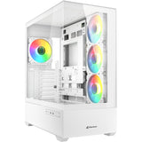 Boîtier tour midi Sharkoon ak6 rgb (blanc | 2x usb-a | 1x usb-c | rgb | verre trempé)