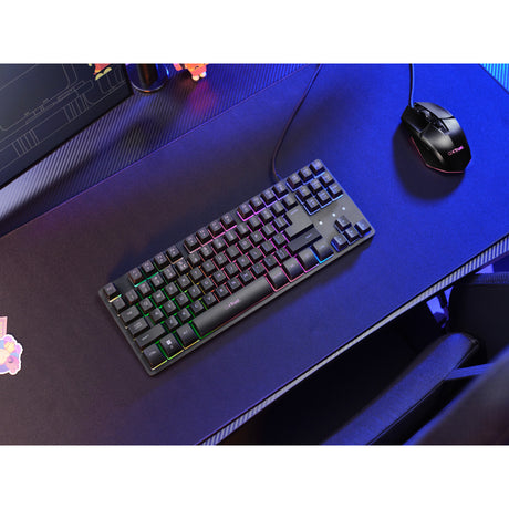 Clavier Trust GXT 833 Thado avec éclairage TKL (noir, disposition américaine (QWERTY), 80 % (TKL), RVB)