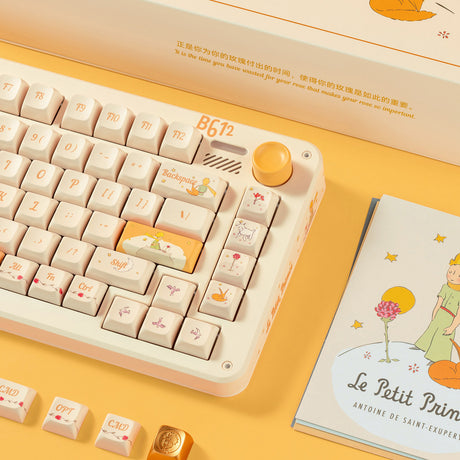 Clavier mécanique sans fil Iqunix zx75 Sunset Ponder (jaune clair, disposition américaine (qwerty), iquunix petit prince, 75 %, LED RVB, remplaçable à chaud, pbt double prise, 2,4 GHz | Bluetooth 5.1 | USB-C)