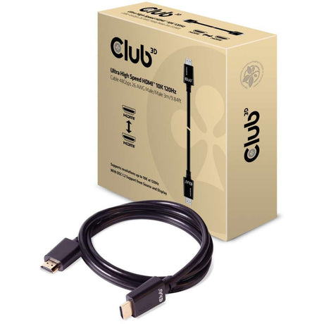 Câble certifié HDMI 2.1 ultra haut débit Club 3D mâle-mâle (noir, 3 mètres, 4K 120 Hz, 8K 60 Hz, 48 Gbps)