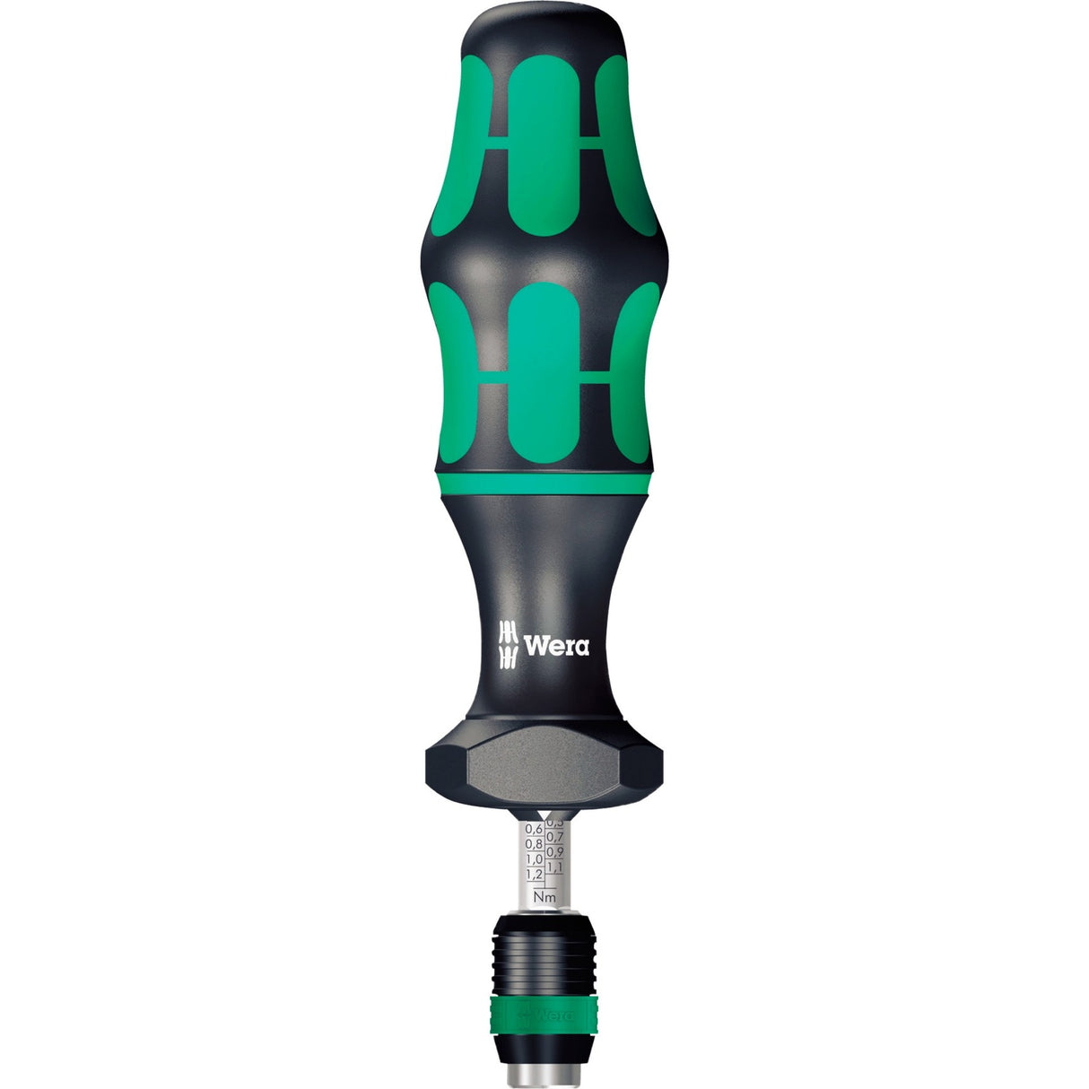 Wera 7440 41 42 Jeu de tournevis dynamométriques Kraftform 0,3-6,0 nm (noir vert, 27 pièces, avec mandrin sans clé Rapidaptor)