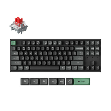 Keychron k8 ultra 8k wireless custom mechanical keyboard (zwart, us lay-out (qwerty), apex red, 80% (tkl), rgb leds, osa double-shot pbt, usb-c | 2.4 ghz | bluetooth 5.2)