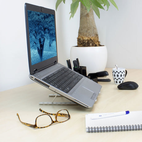 Support pour ordinateur portable Act Connectivity en aluminium, pliable (aluminium, réglable en hauteur sur 7 positions)