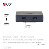 Club 3D USB-C bidirectionnel vidéo + données + commutateur PD commutateur USB (noir)