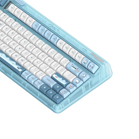 Clavier mécanique sans fil Iqunix og80 wintertide (bleu clair, disposition américaine (qwerty), rouge cerise mx, 80 % (tkl), LED RVB, remplaçables à chaud, pbt, 2,4 GHz | Bluetooth 5.1 | USB-C)