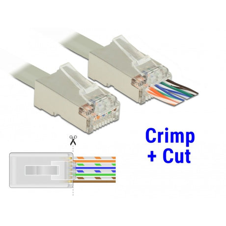 Delock fiche rj45 à sertir+couper cat.6 fiche stp (transparent, 20 pièces)
