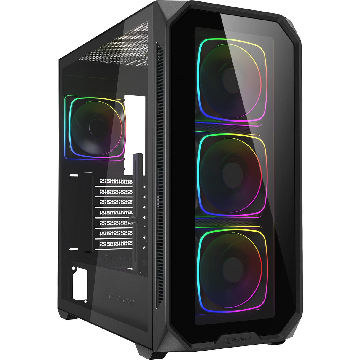 Boîtier tour midi Sharkoon ak5g rgb (noir | 2x usb-a | 1x usb-c | rgb | verre trempé)