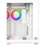 Boîtier tour midi Xyz pc gear tesseract x (blanc | 2x USB-A | 1x USB-C | verre trempé)