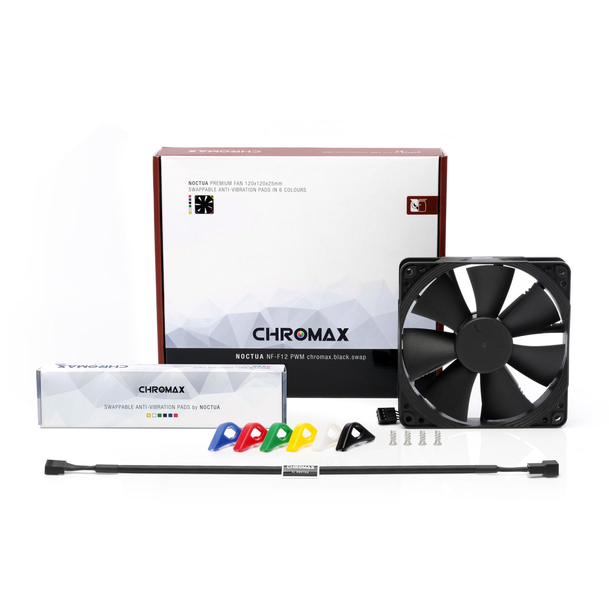 Noctua nf-f12 pwm chromax.black.swap case ventilateur (noir, 120 x 120 x 25 mm)