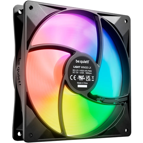 Soyez silencieux! Light Wings LX PWM Ventilateurs de boîtier RGB haute vitesse (noir, 3 pièces, 140 x 140 x 25 mm)