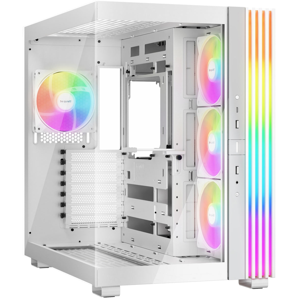 Soyez silencieux! base lumineuse 600 lx boîtier tour midi (blanc | 2x USB-A | 1x USB-C | RGB | verre trempé)