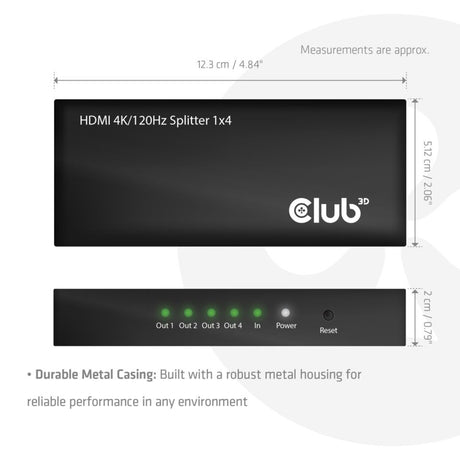 Répartiteur HDMI Club 3D 1x > 4x HDMI 4K 120Hz (noir)