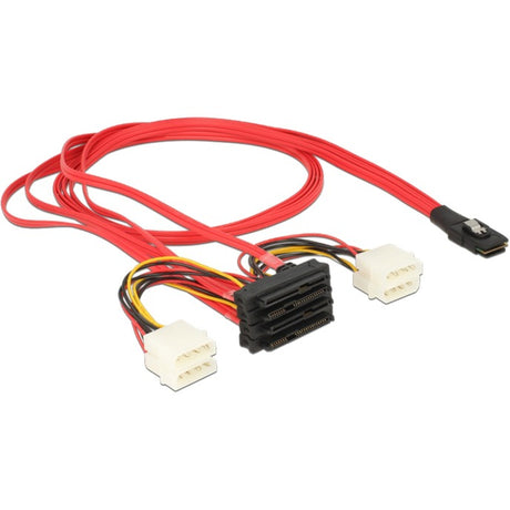 Delock mini SAS SFF-8087 > 4 x SAS SFF-8482 + adaptateur secteur (rouge noir, 1 mètre)