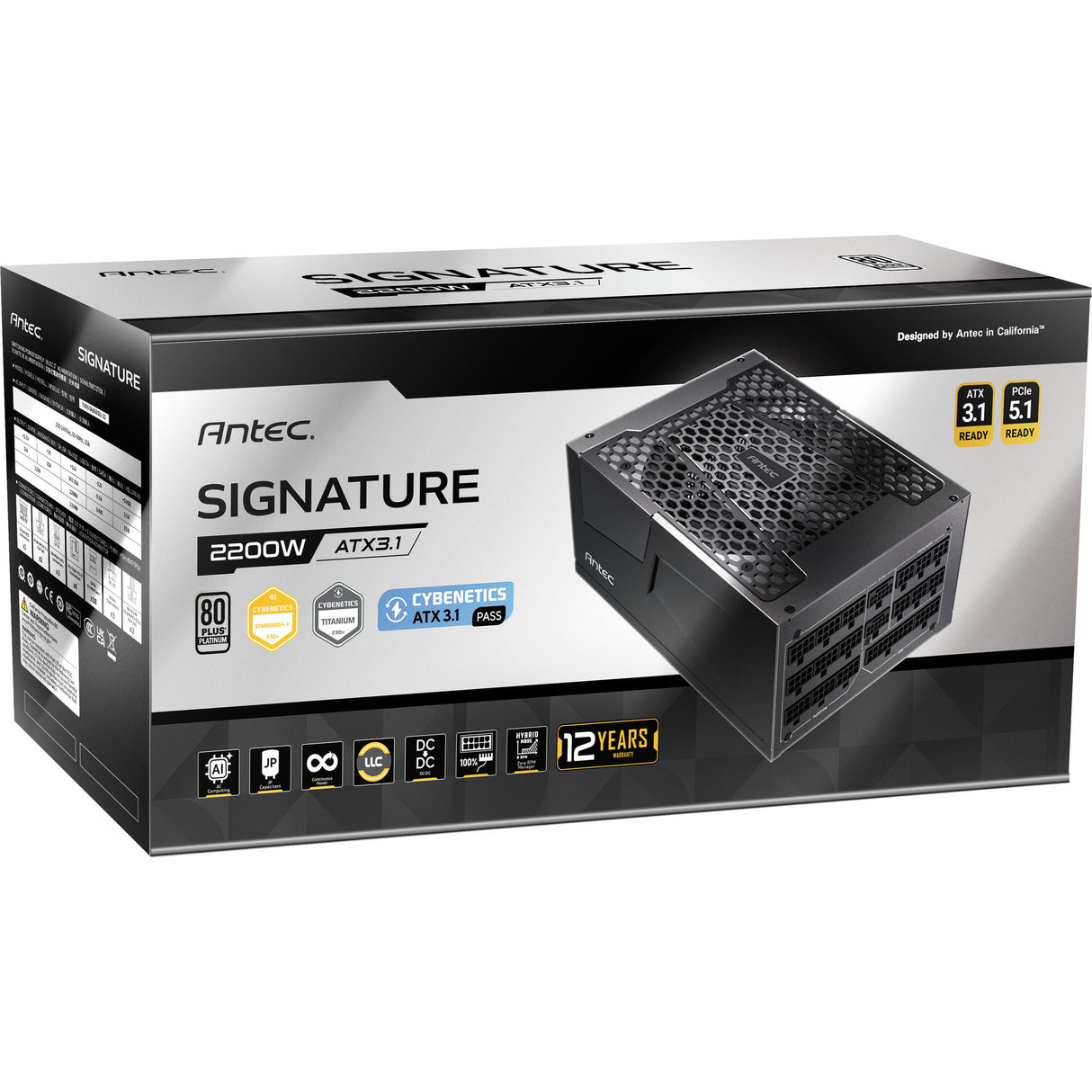 Alimentation modulaire Antec signature 2200 platine atx3.1 2200 watts (noir, 2x 12v-2x6, 6x pcie)