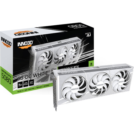 Inno3d n50803-16d7x-17605211 geforce rtx 5080 x3 oc blanc, atx, 16 go, gddr7, 256 bits, pcie 5, 360w