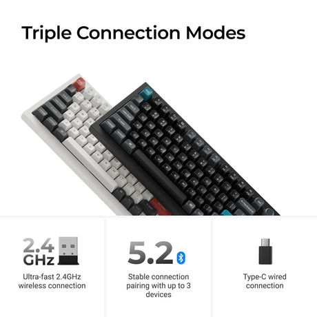 Keychron q1 ultra-m3 8k wireless custom mechanical keyboard (zwart, us lay-out (qwerty), silk pom brown, 75%, rgb, hot swap, 8k, 2.4 ghz | bluetooth 5.2 | usb-c)