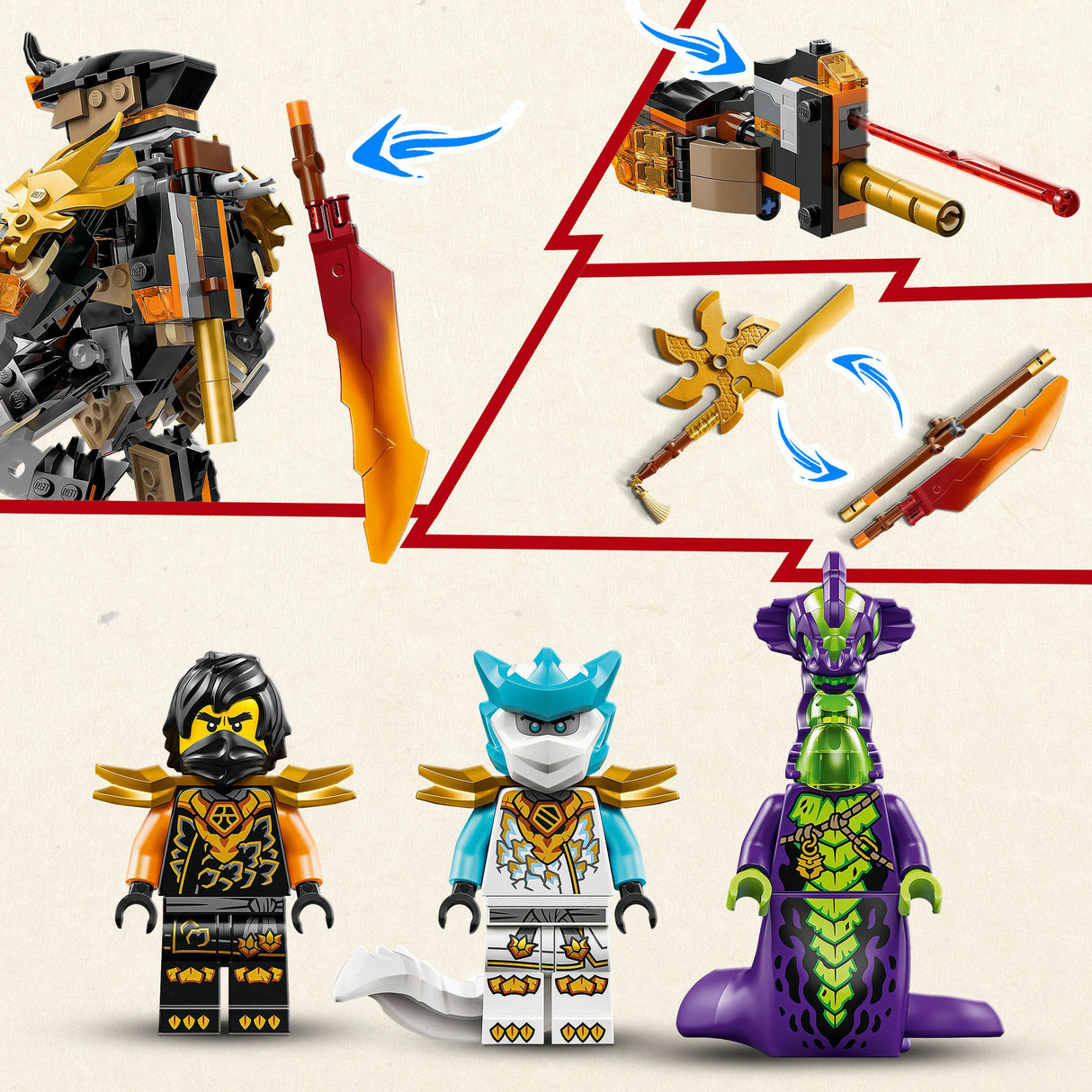 Lego Ninjago 71854 Le robot de mission de Cole et Zane le dragon
