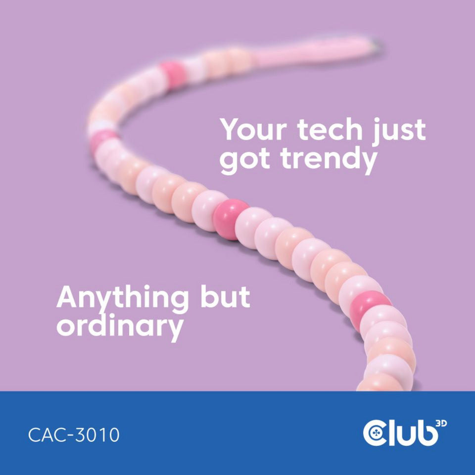 Câble perlé Club 3D USB-C rose, câble de 2 mètres (rose)