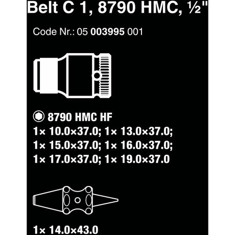 Wera Belt C 1 jeu de douilles Zyklop, 1 2 clés à douille (noir, 7 pièces, avec fonction de maintien)