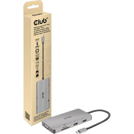 Station d'accueil pour hub Club 3D USB Gen 1 Type-C 9-en-1 (gris)