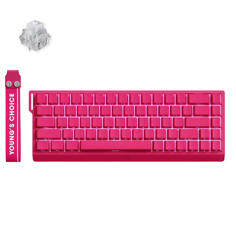 Mchose ace 68 he clavier de jeu mécanique icerhino re us rgb (rose, disposition américaine (qwerty), ice rhino magnétique, 65%, rgb, hot swap, usb-c, capteur à effet hall)