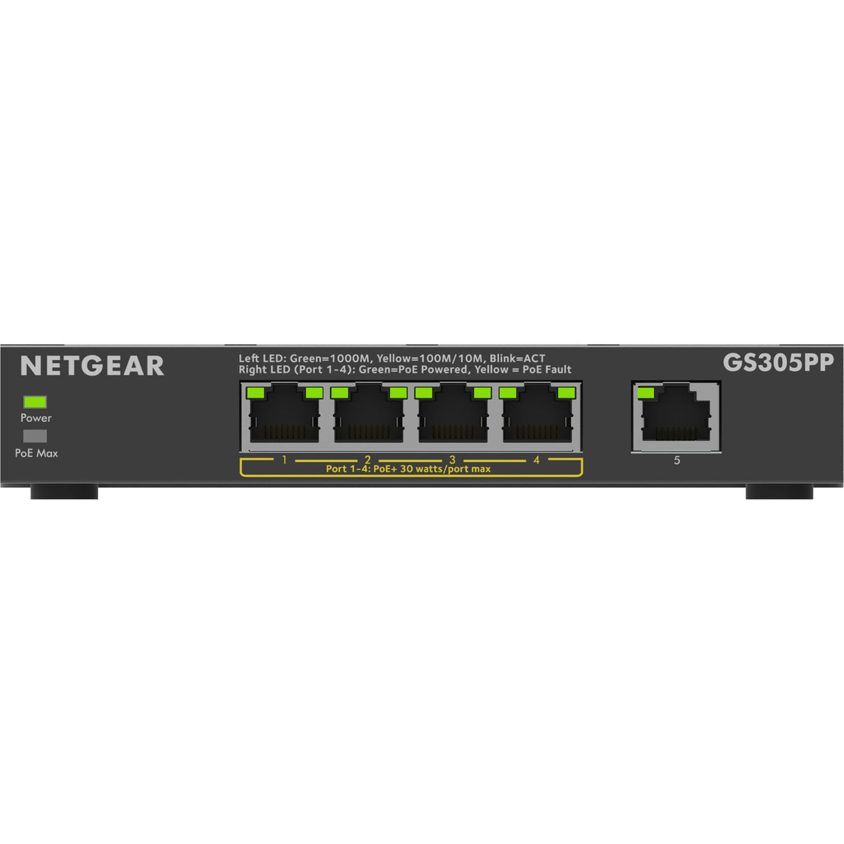Commutateur non géré Netgear Gigabit Ethernet Poe+ à 5 ports (gs3
