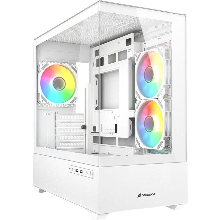 Boîtier mini tour Sharkoon mk6 rgb (blanc | 2x usb-a | 1x usb-c | rgb | verre trempé)