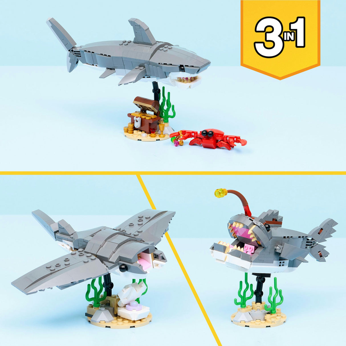 Jouet de construction Lego Requin féroce avec coffre au trésor (31381)