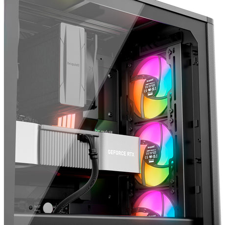 Soyez silencieux! boîtier tour midi pure base 501 lx (noir | 2x USB-A | 1x USB-C | RGB | verre trempé)