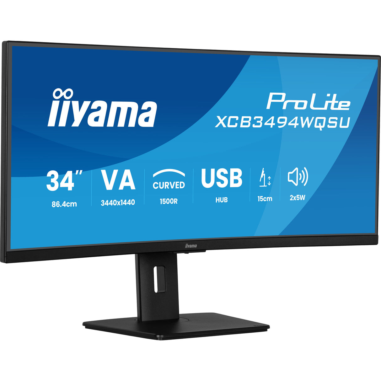 Moniteur ultra-large incurvé Iiyama Prolite XCB3494WQSU-B1 34 (noir, 2x HDMI, port d'affichage, 2x USB-A, 2x USB-C)