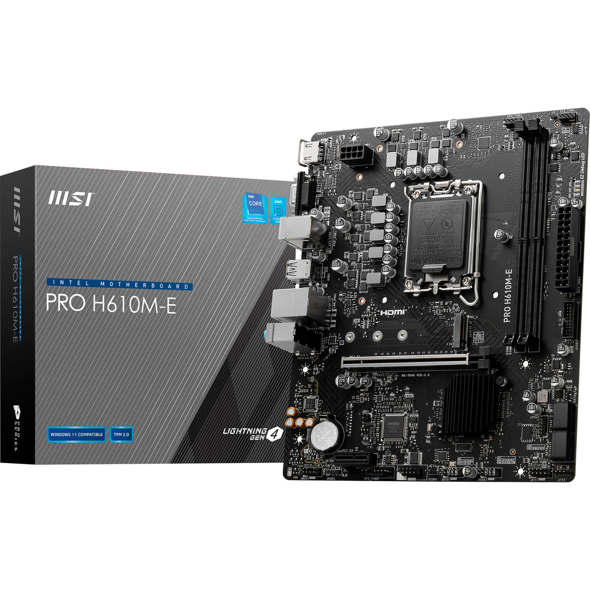 Carte mère MSI Pro H610M-E Socket 1700 (GB-LAN, Son, µATX)